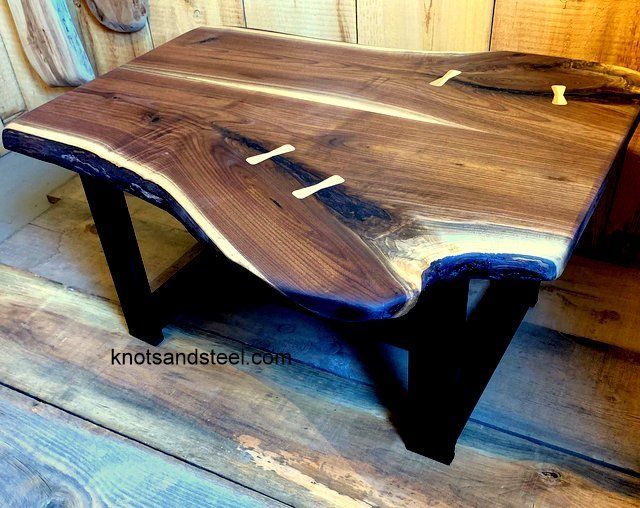 Black Walnut Live edge slab coffee table Farm house live edge coffee table