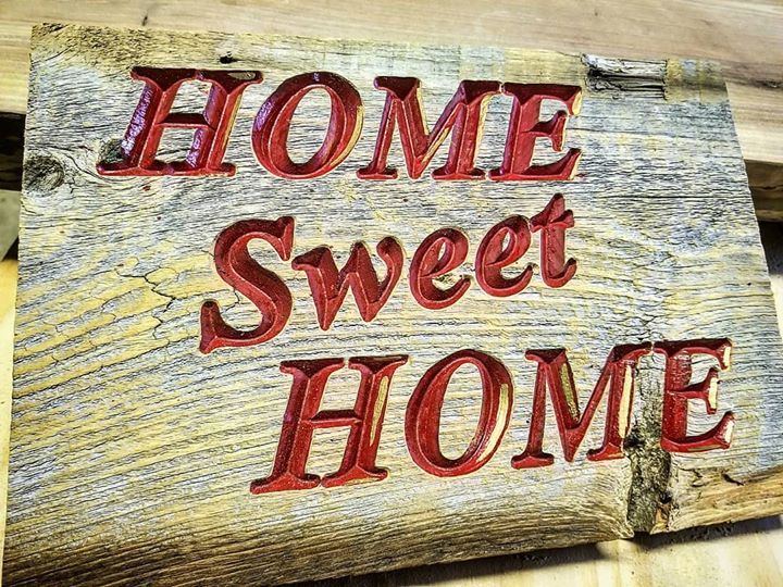 Barnboard sign carving Barnboard Home Sweet Home sign