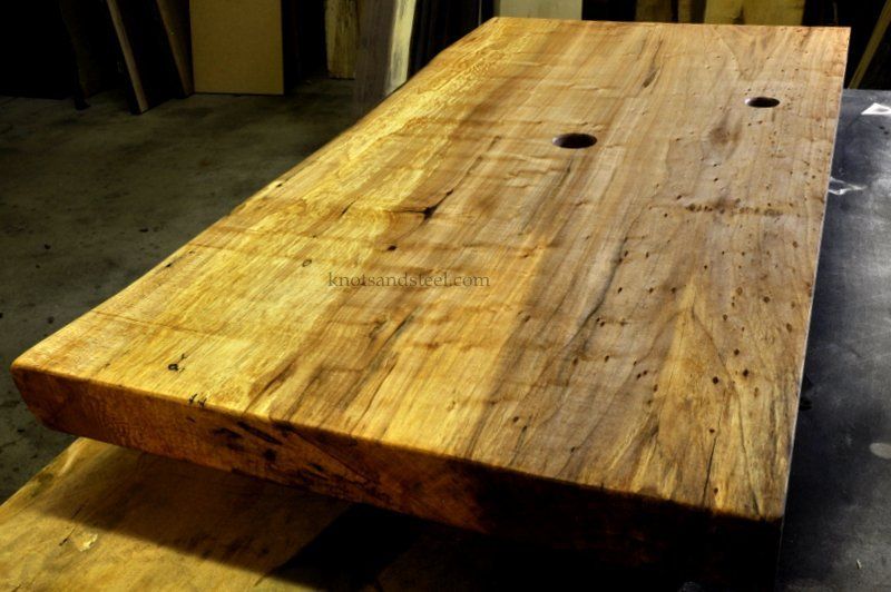 Bathroom vanity counter top made with live edge Maple wood from Ontario, Canada.