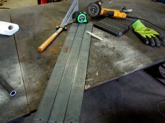 Welding brackets in our shop