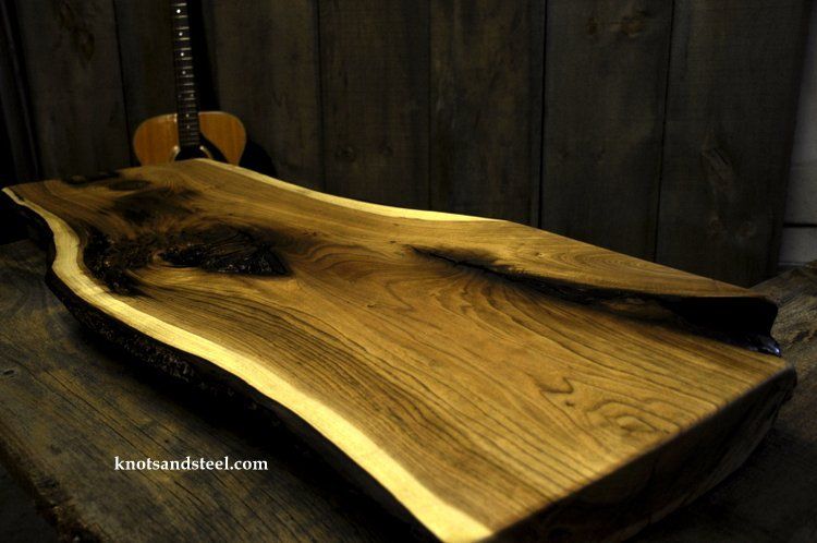 Live edge wood slab for a small bar top.