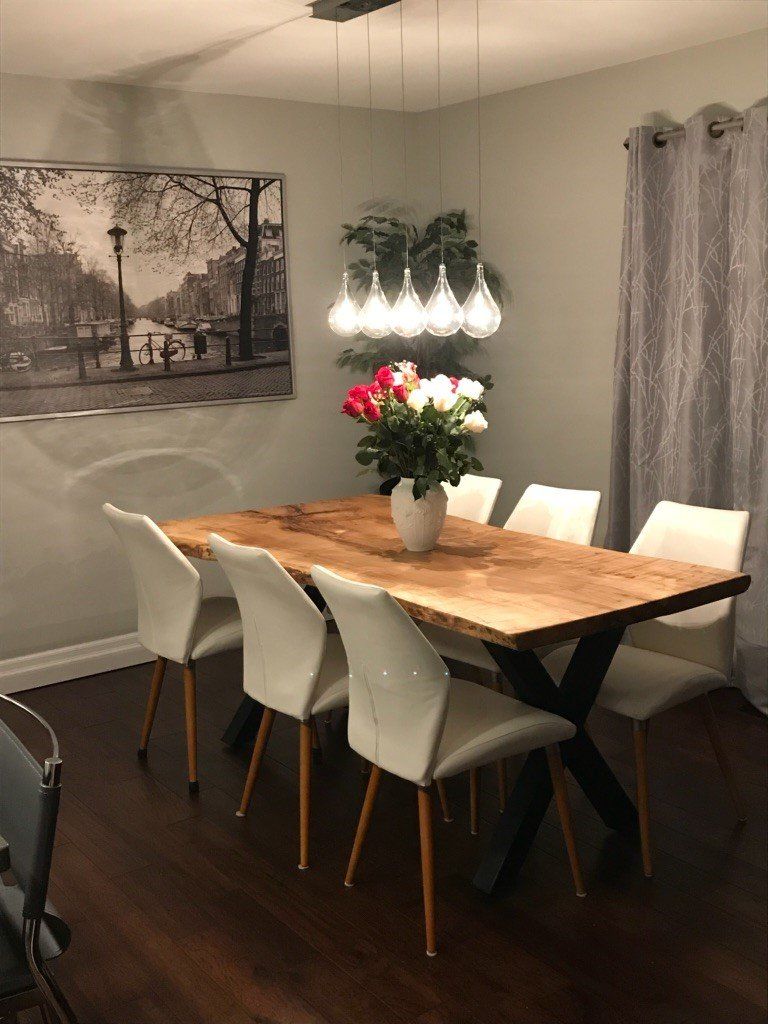 Maple live edge dining table built by Knots & Steel, Ontario, Canada.