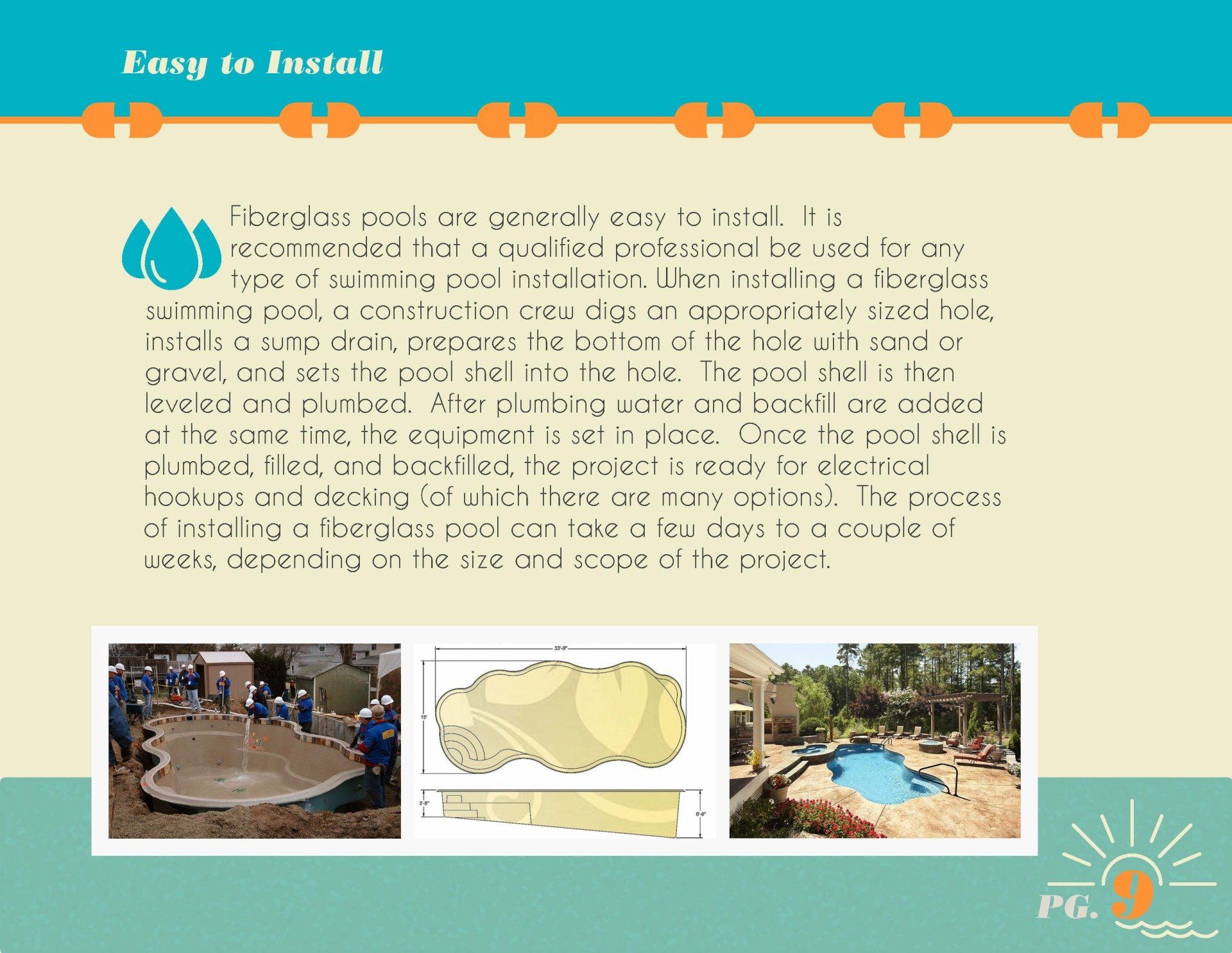 A brochure about how to install a swimming pool.