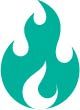 Teal flame icon.