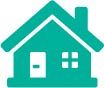 Green house icon with door and window.