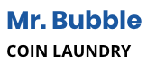 The logo for mr. bubble coin laundry is blue and black.