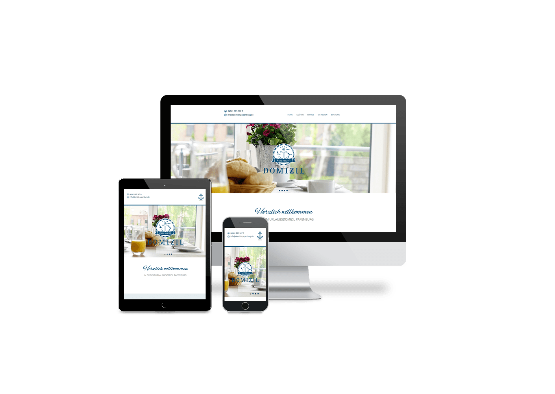 Auf einem Computer, einem Tablet oder einem Mobiltelefon wird eine Website angezeigt.
