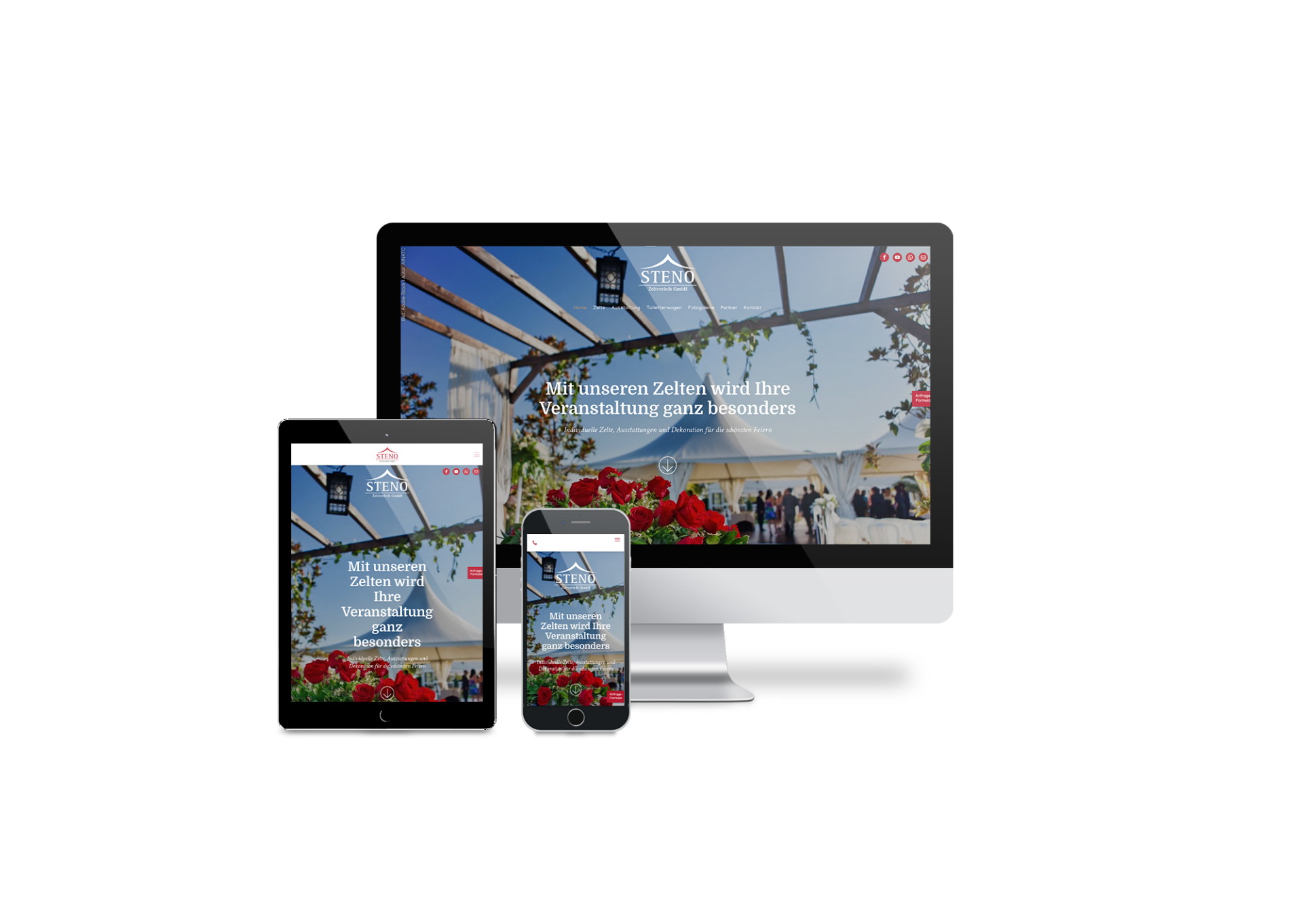 Auf einem Computer, einem Tablet oder einem Mobiltelefon wird eine Website angezeigt.