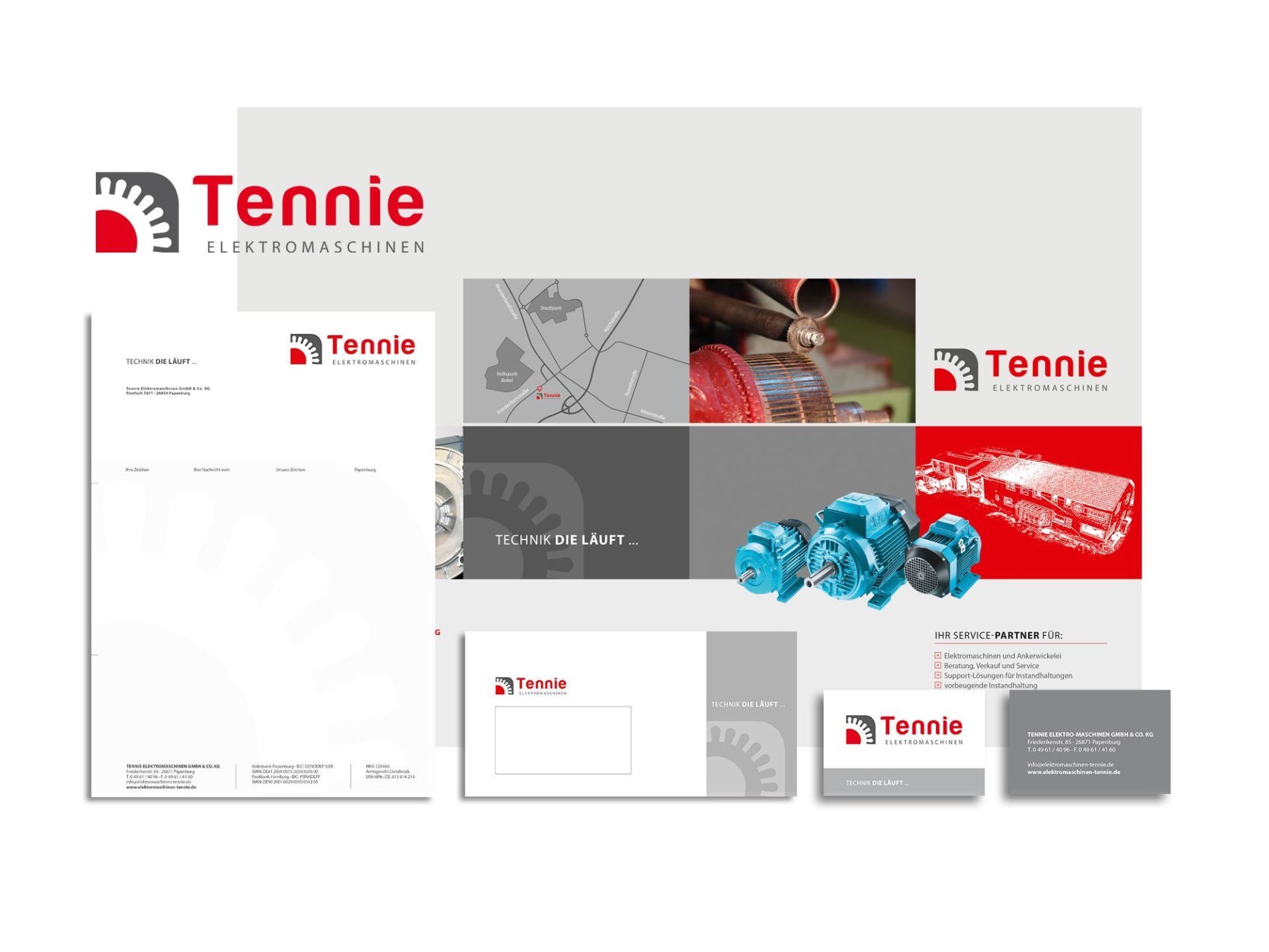 Ein Briefpapierset für eine Firma namens Tennis.