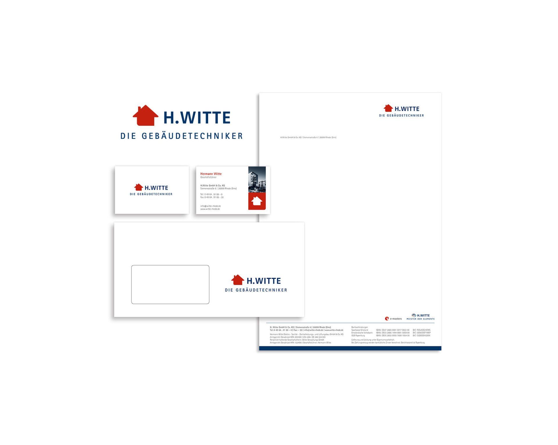 Ein Set Visitenkarten und Umschläge für h.witte