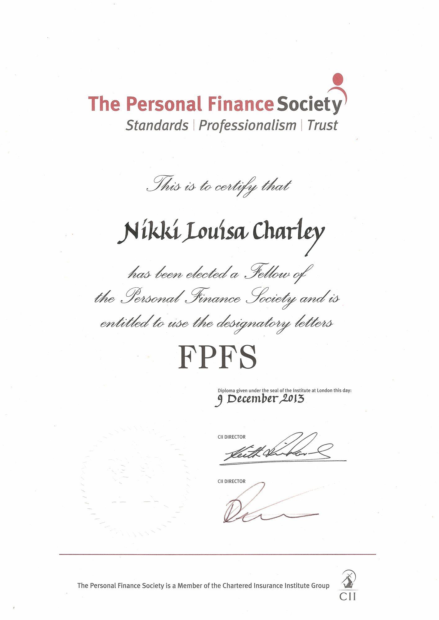 Fellow of the Personal Finance Society