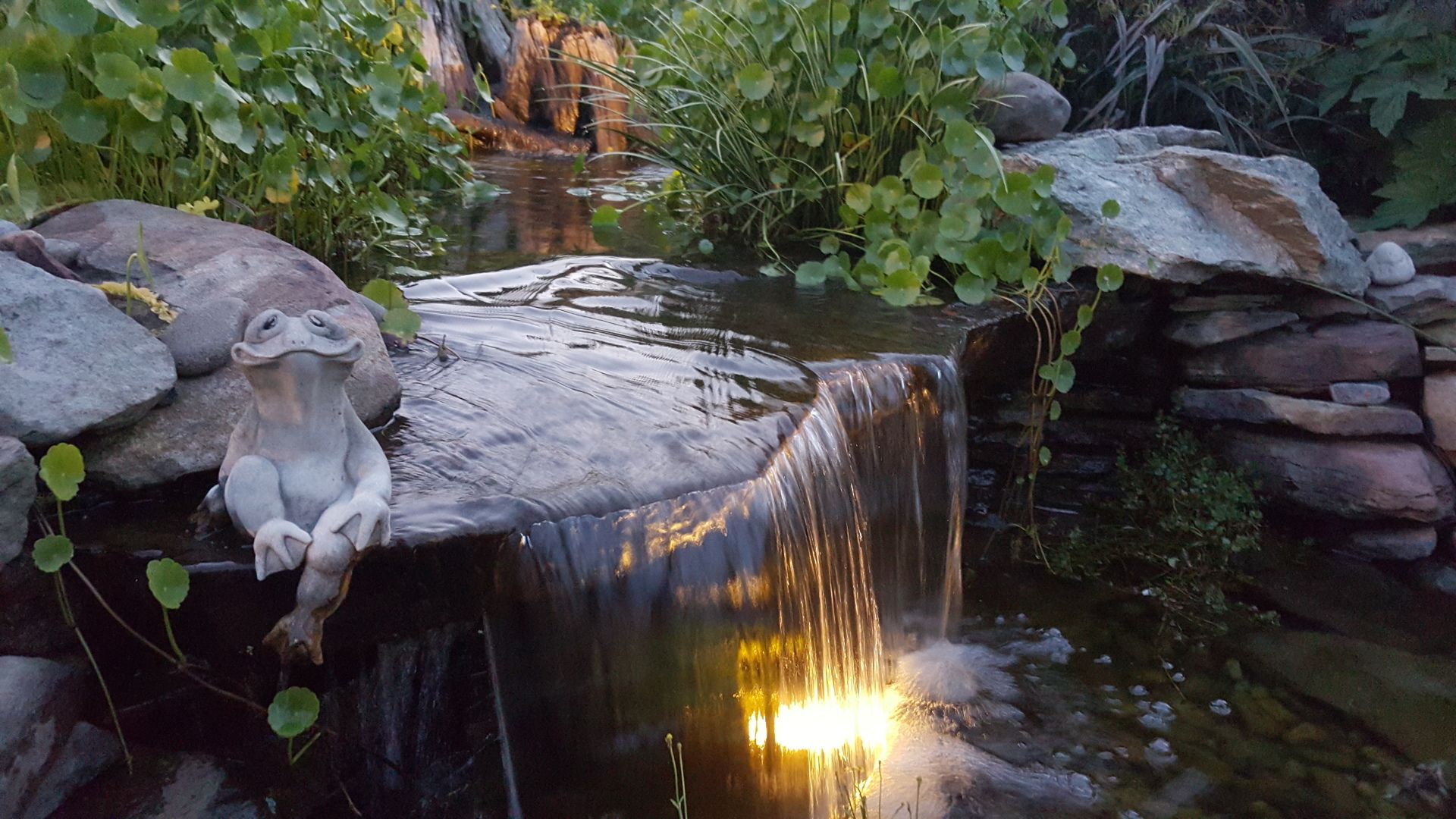 Water Fountain Flowing in the Garden — Red Lion, PA — Garden Creations LLC