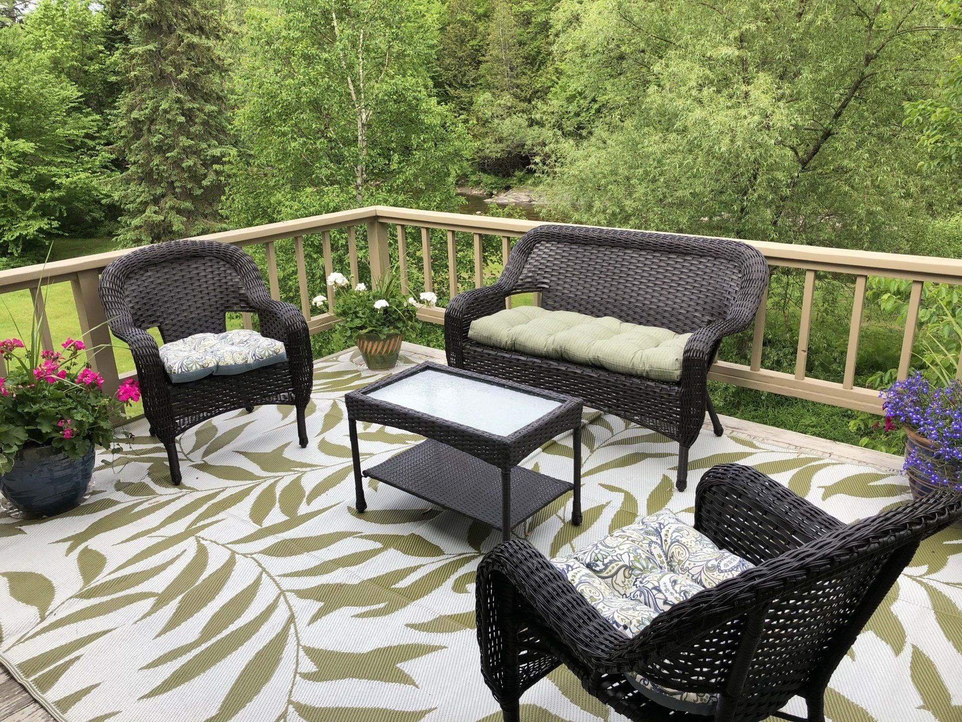 The Riverside Cottage porch in East Burke, VT