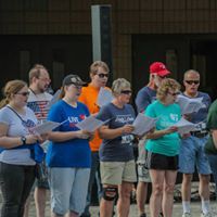 Choir singing outdoors