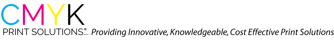 A logo for cmyk print solutions is displayed on a white background