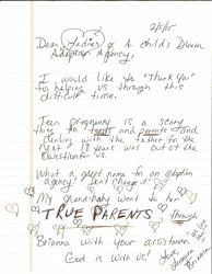 Handwritten Testimonial Letter — A Child's Dream Handwritten Testimonial Letter — A Child's Dream