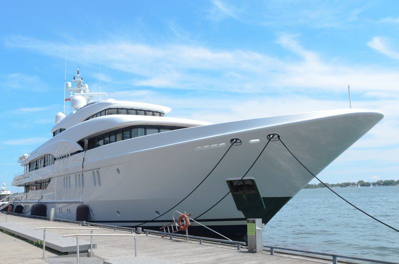 yacht docked at the port