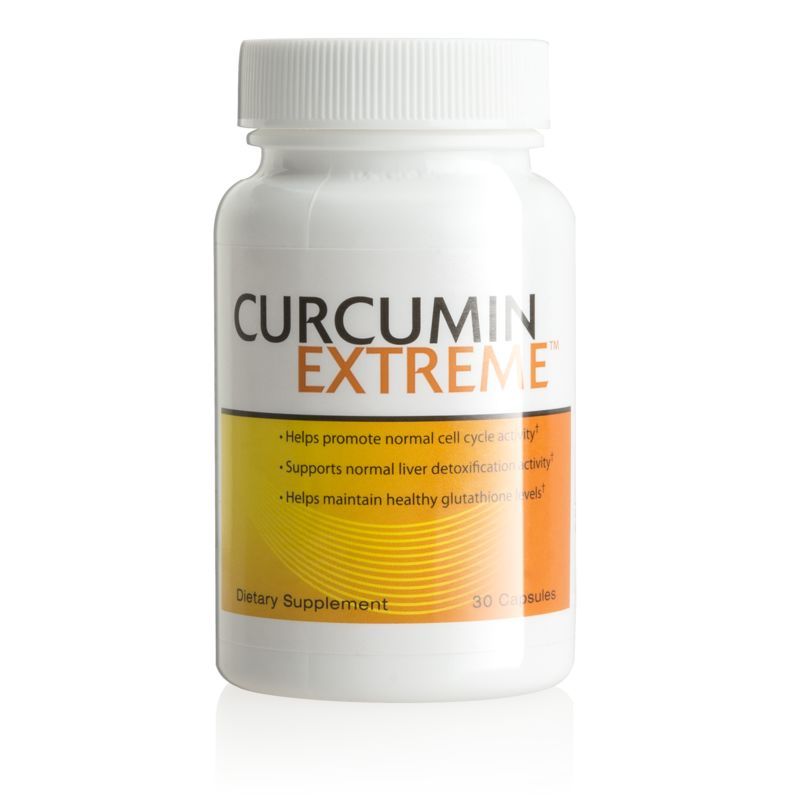A bottle of curcumin extreme on a white background