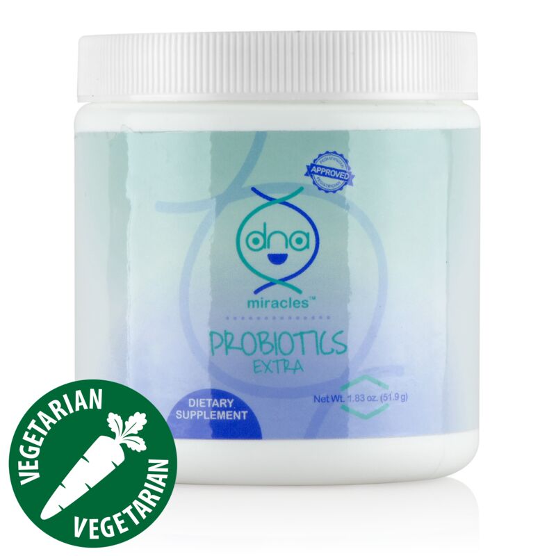 A jar of probiotics that is vegetarian