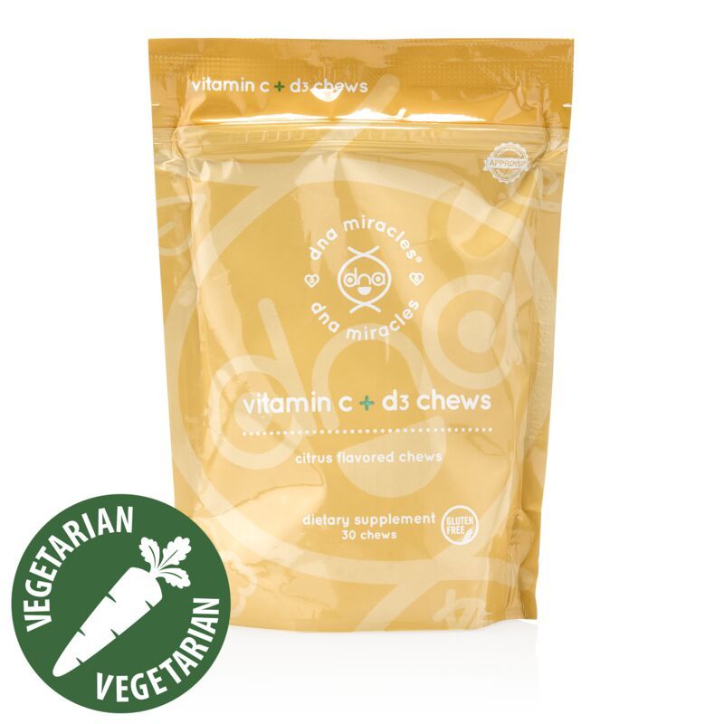 A bag of vegetarian vitamin c and d3 chews