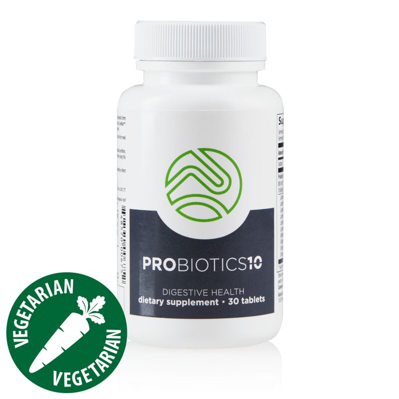 A bottle of probiotics that is vegetarian