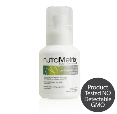 A white bottle of nutrametrix product tested no detectable gmo