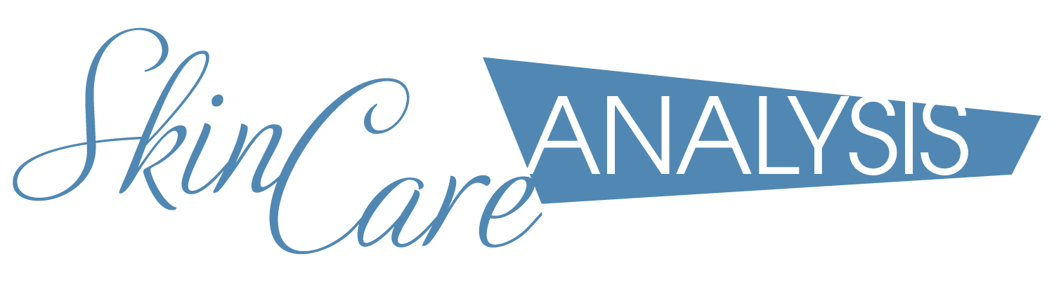 A blue and white logo for skin care analysis