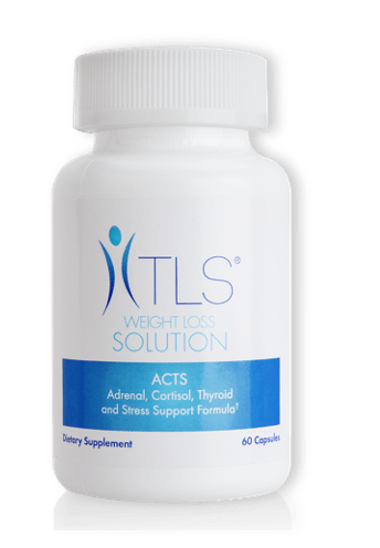 A bottle of weight loss solution acts adrenal cortisol thyroid and stress support formula