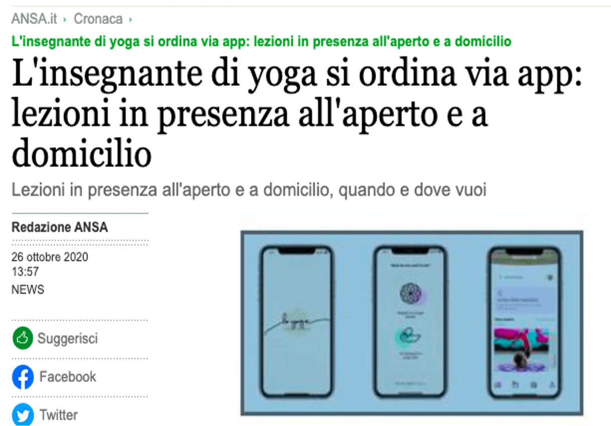 LoYoga su Ansa.it