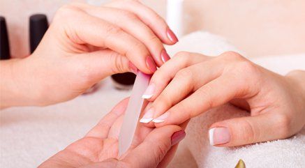A manicure in progress