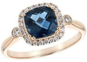 Sterling Silver — Rose Gold Topaz and Diamond Ring in Warren, OH