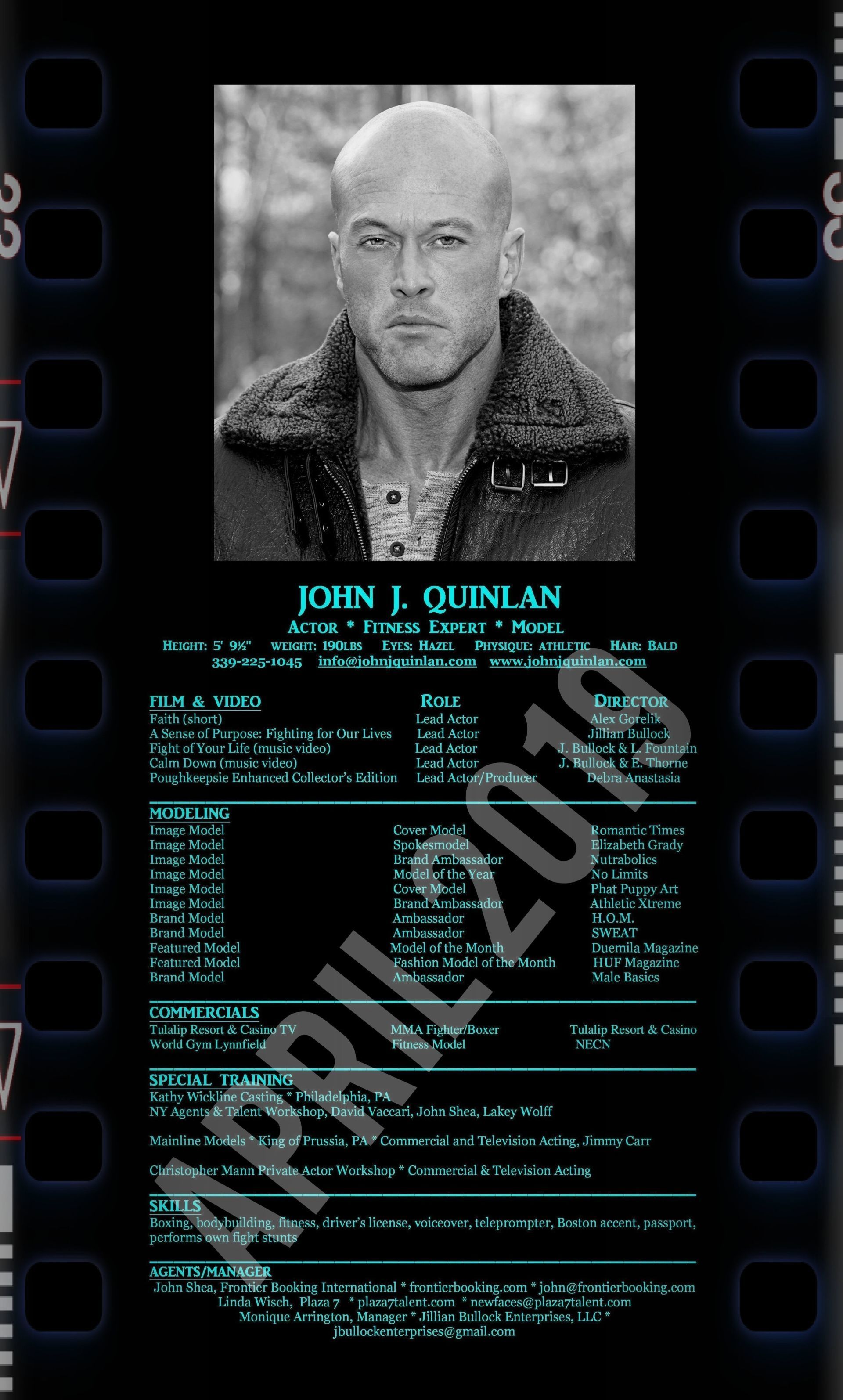 Actor John J. Quinlan Resume April 2019 #JohnJQuinlan