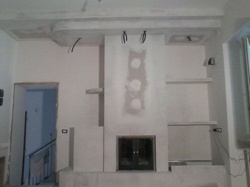 scaffali e soffitto realizzati in cartongesso