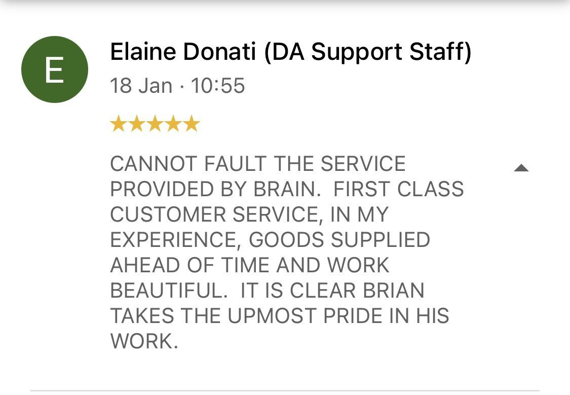 Customer review by Elaine Donati praising DA Support Staff, with five-star rating.