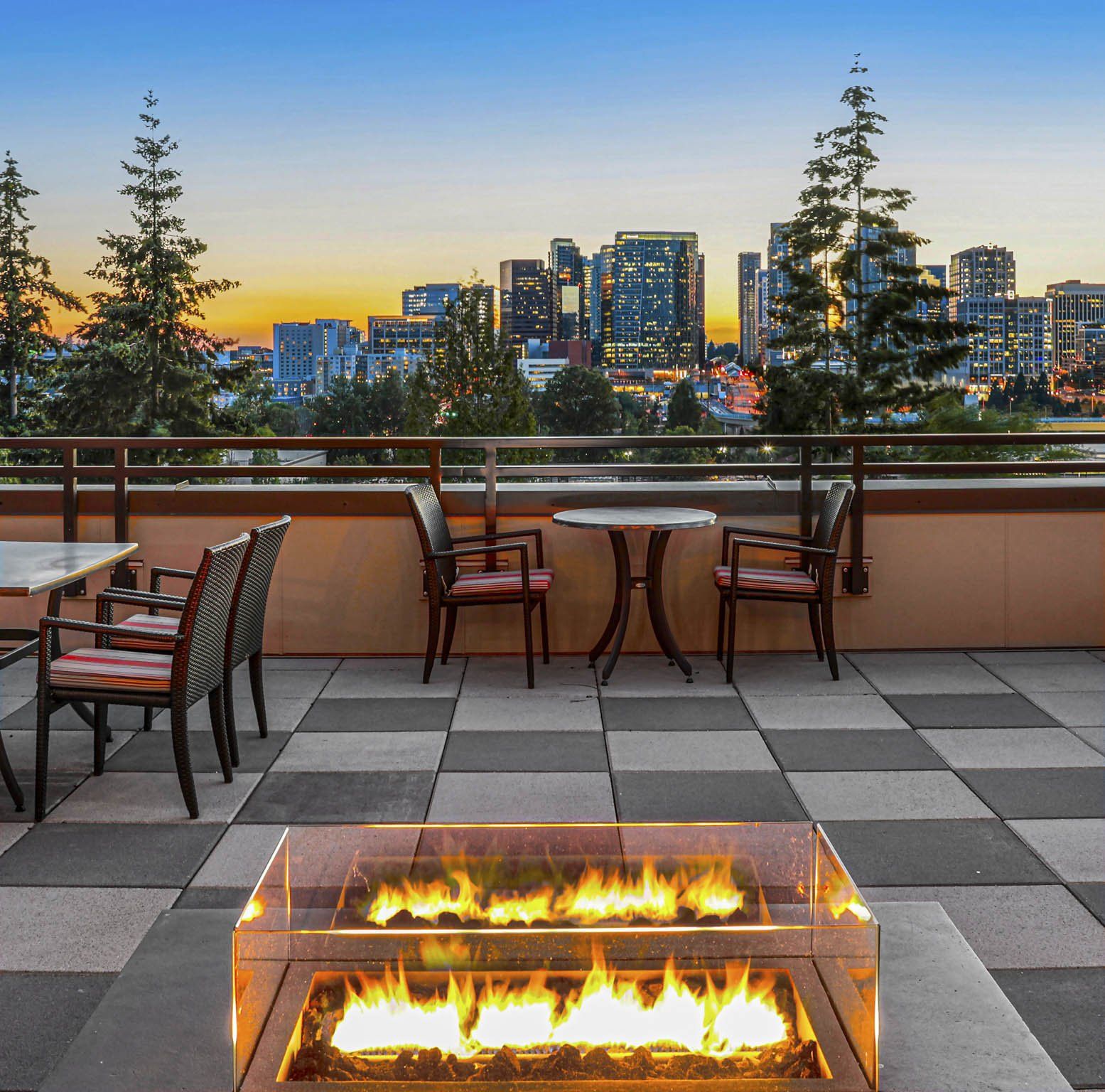balcony with fireplace