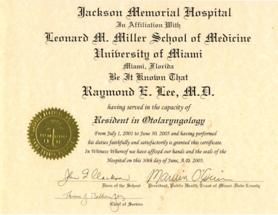 Treatment — Otolaryngology Resident Certificate in Placentia, CA.