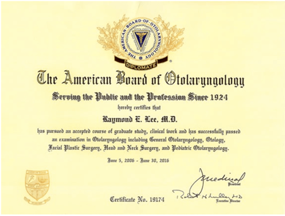 Treatment — Otolaryngology Certificate in Placentia, CA.