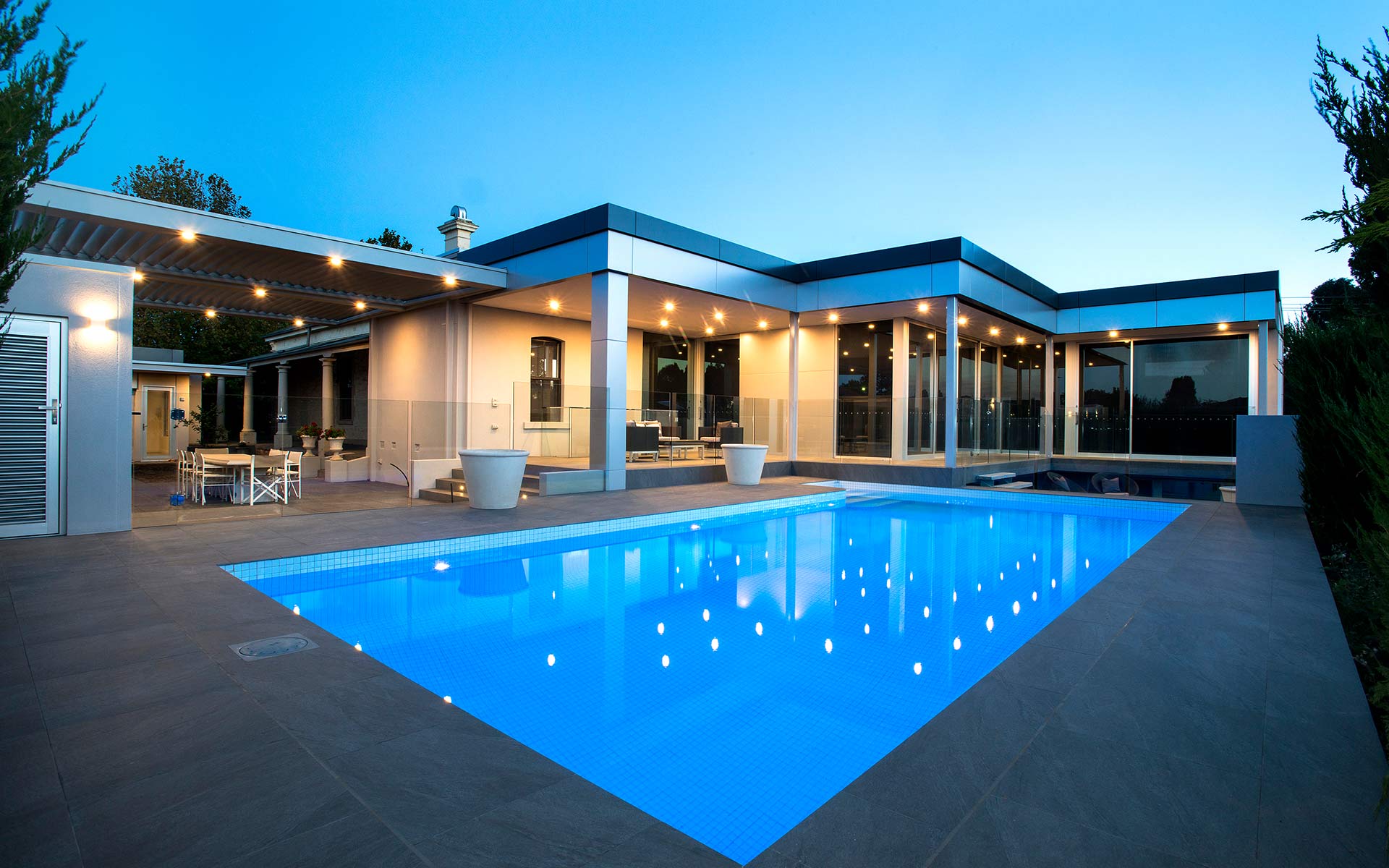 pool with lights