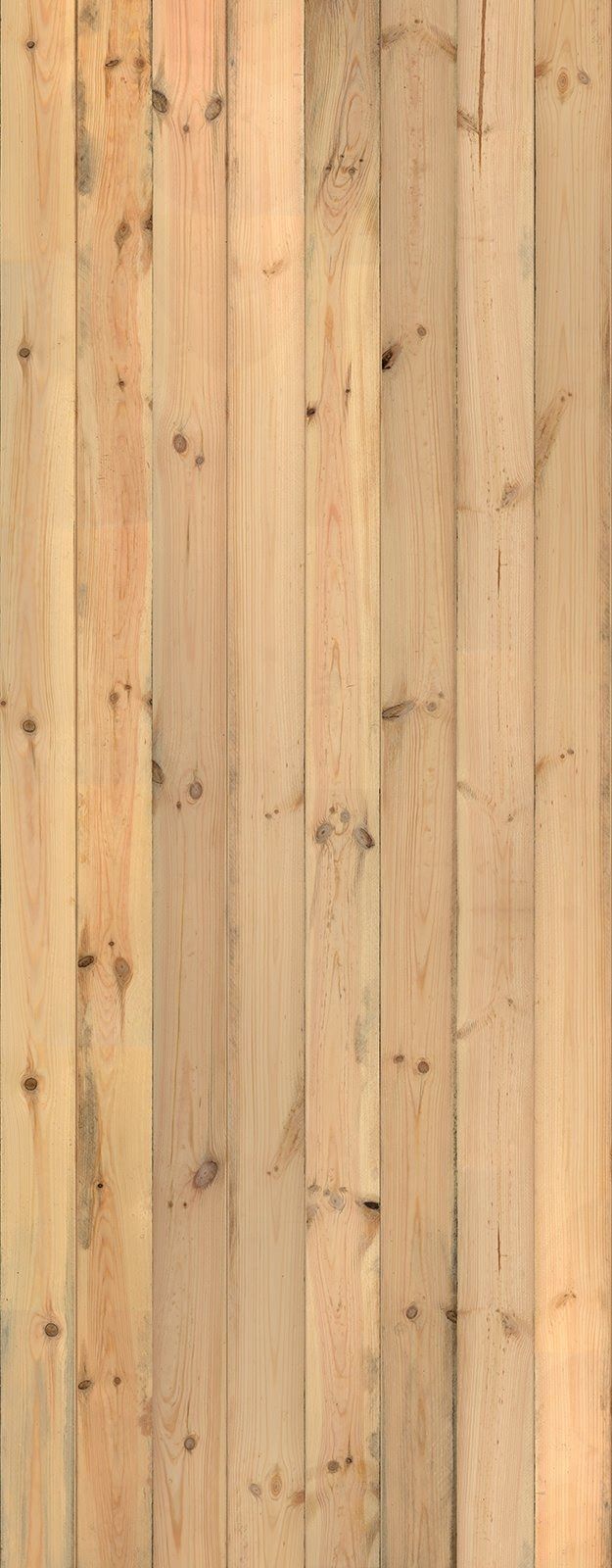 Vertical wooden planks. Light brown wood grain with dark knots.