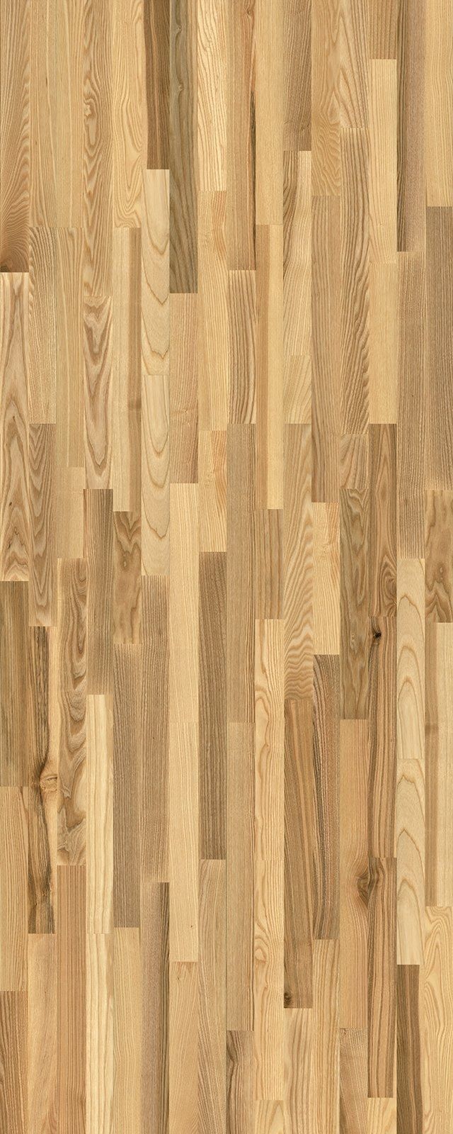 Wooden floor with vertical planks in varying shades of tan and brown.