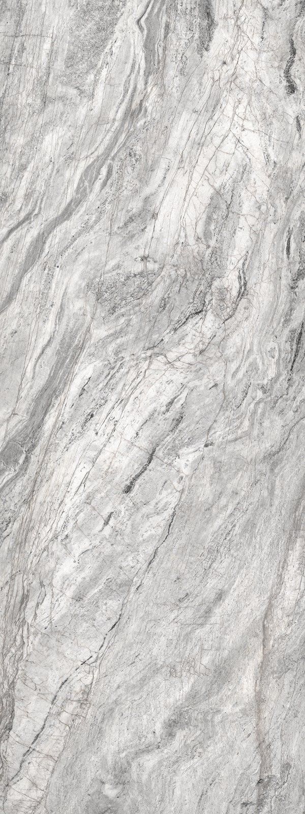 Gray and white granite pattern with swirling veins.