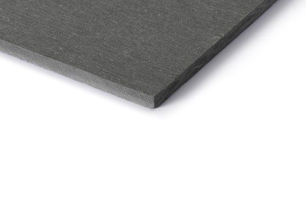 Gray, rectangular sheet of material with a slightly textured surface, isolated on white.