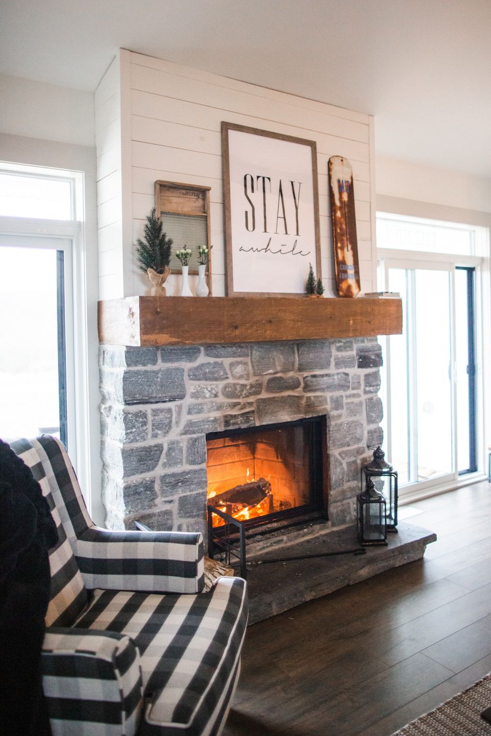 Natural stone cladding fireplaces