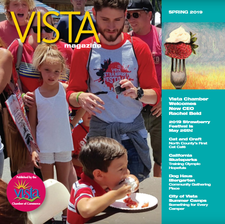 A vista magazine cover with a man and two children on it