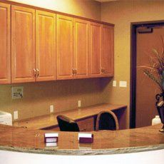 stone counter at reception desk