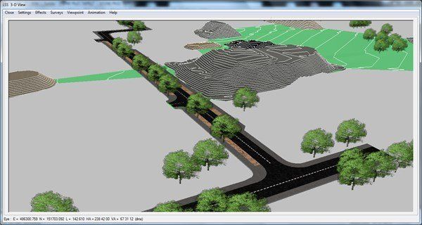 3d visualistion of road with stockpiles coopergeomatics