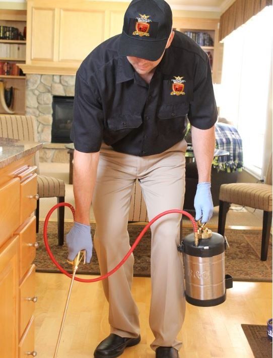 a man wearing a hat with a crown on it is spraying something