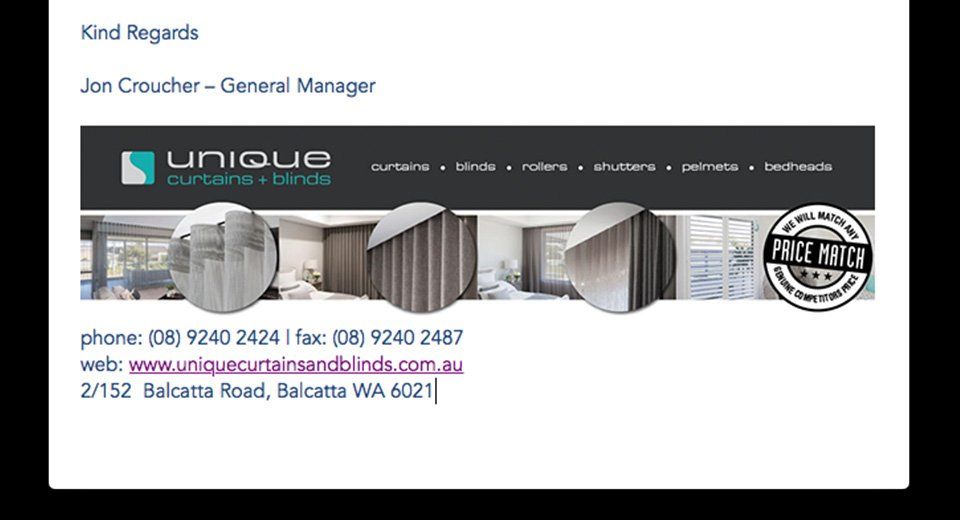Unique Curtains signature