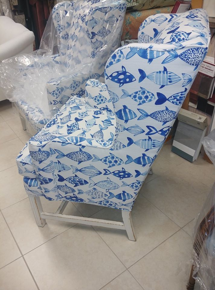 Side View of Fish Print Armchair — Pompano Beach, FL — Anthony Interiors