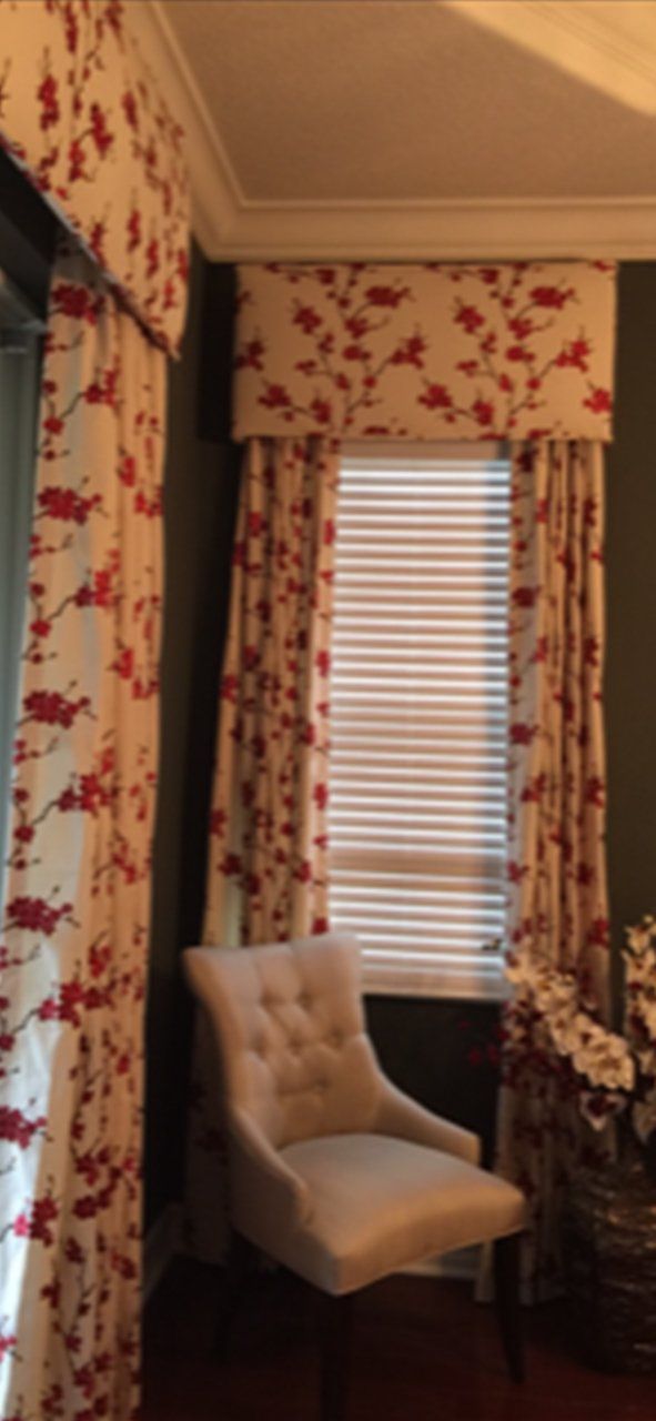 Red and White Panel with Cherry Blossom Print — Pompano Beach, FL — Anthony Interiors